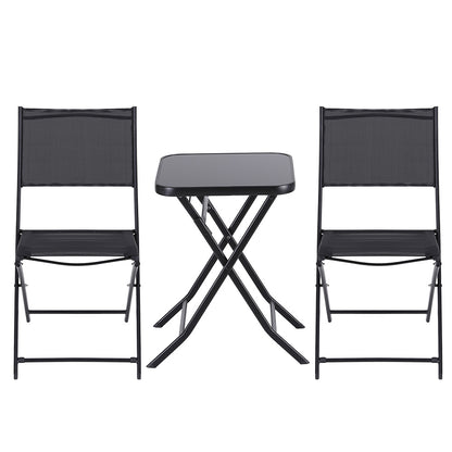 Gardeon Outdoor Bistro Set Folding Table and Chairs Patio Furniture Garden Steel Black ODF-BISTRO-FDTEX-BK