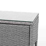 Gardeon 3PC Outdoor Bistro Set Patio Furniture Wicker Setting Chairs Table Cushion Grey