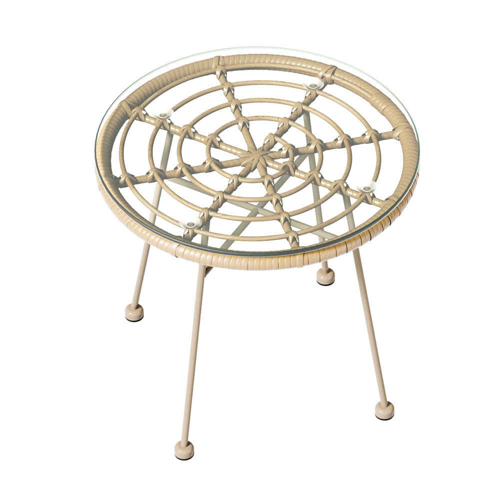 Gardeon 3PC Outdoor Bistro Set Patio Furniture Rope Setting Chairs Table Beige ODF-BISTRO-ROPE-BE