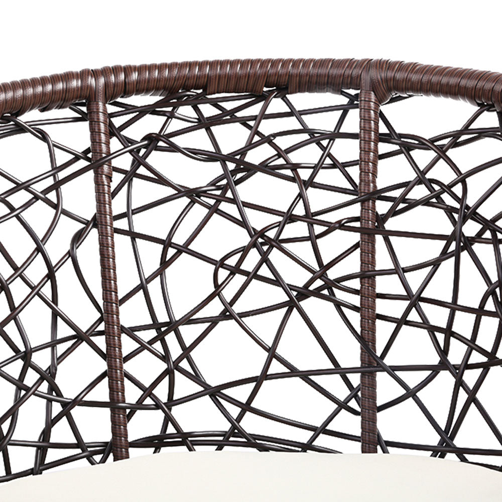 Gardeon 3PC Bistro Set Outdoor Furniture Rattan Table Chairs Patio Garden Cushion Brown ODF-BISTRO-ROUND-BR