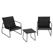 Gardeon Outdoor Bistro Set 3 Piece Patio Furniture Textilene Chairs Glass Table