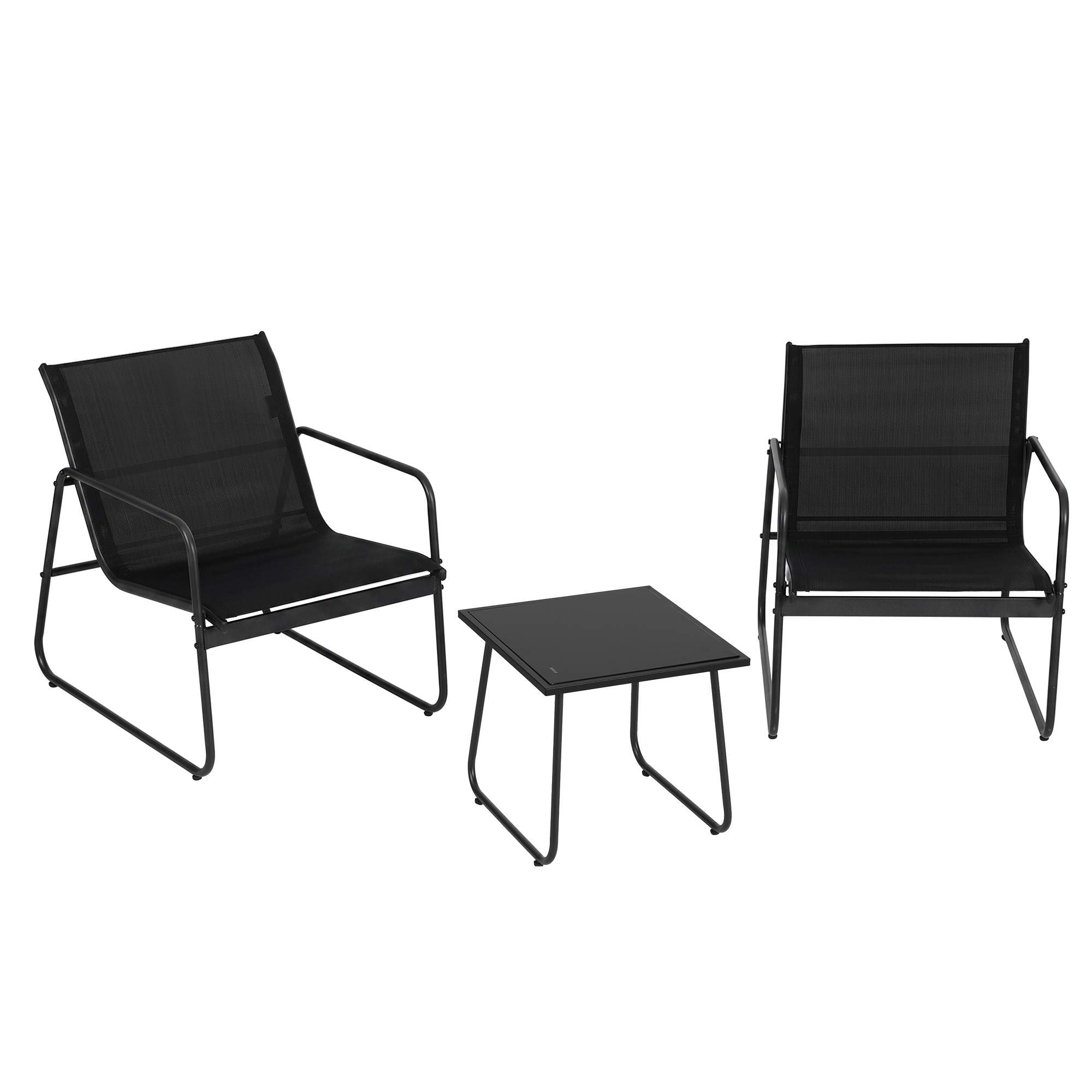 Gardeon Outdoor Bistro Set 3 Piece Patio Furniture Textilene Chairs Glass Table
