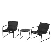 Gardeon Outdoor Bistro Set 3 Piece Patio Furniture Textilene Chairs Glass Table