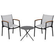 Gardeon 3PC Outdoor Bistro Set Table and Chairs Steel Dining Chair Patio Furniture Textilene ODF-BISTRO-TEX-GE