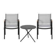 Gardeon 3PC Outdoor Bistro Set Table and Chairs Steel Dining Chair Patio Furniture Textilene ODF-BISTRO-TEX-GE