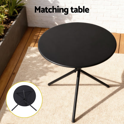 Gardeon 3PC Outdoor Bistro Set Table and Chairs Steel Dining Chair Patio Furniture Textilene ODF-BISTRO-TEX-GE