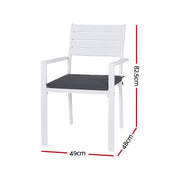 Gardeon 4PC Outdoor Dining Chairs Stackable Aluminum Lounge Chair Patio Furniture ODF-CHAIR-ALU-WH-4X