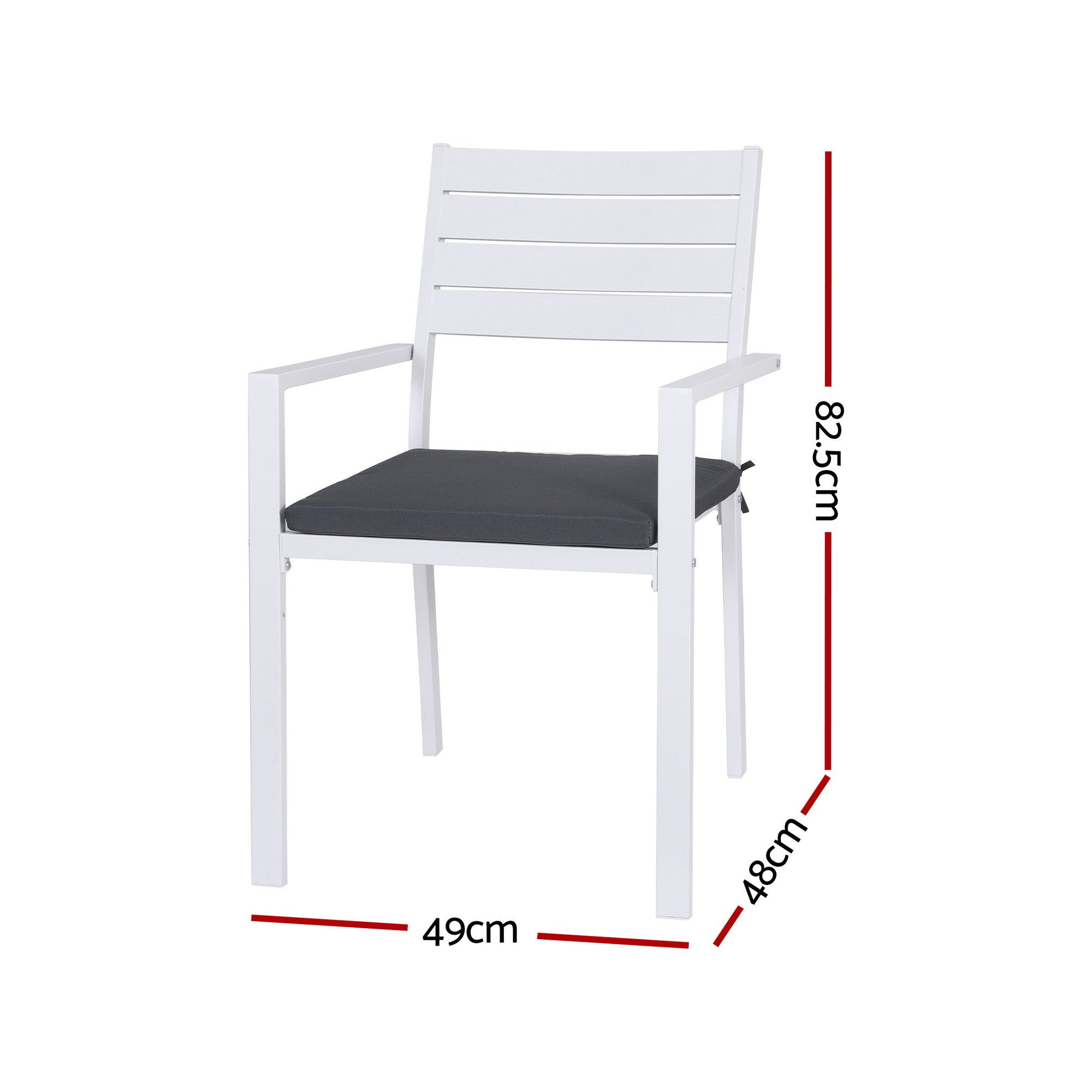 Gardeon 4PC Outdoor Dining Chairs Stackable Aluminum Lounge Chair Patio Furniture ODF-CHAIR-ALU-WH-4X