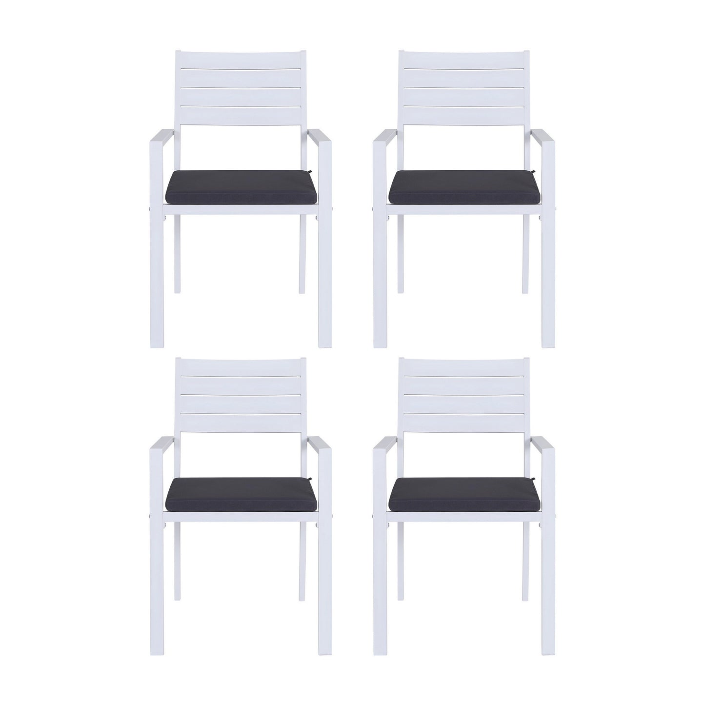 Gardeon 4PC Outdoor Dining Chairs Stackable Aluminum Lounge Chair Patio Furniture ODF-CHAIR-ALU-WH-4X
