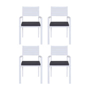 Gardeon 4PC Outdoor Dining Chairs Stackable Aluminum Lounge Chair Patio Furniture ODF-CHAIR-ALU-WH-4X
