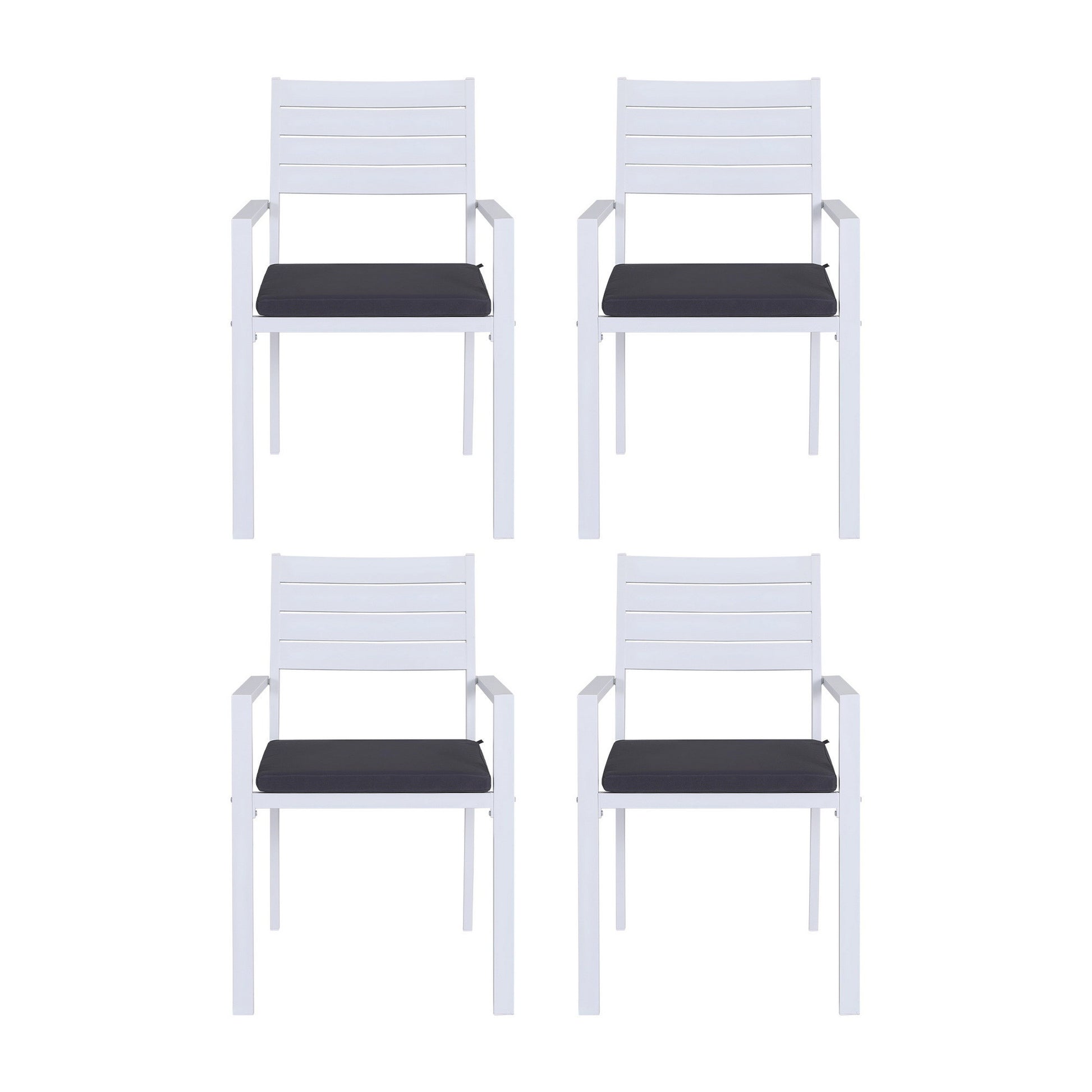 Gardeon 4PC Outdoor Dining Chairs Stackable Aluminum Lounge Chair Patio Furniture ODF-CHAIR-ALU-WH-4X