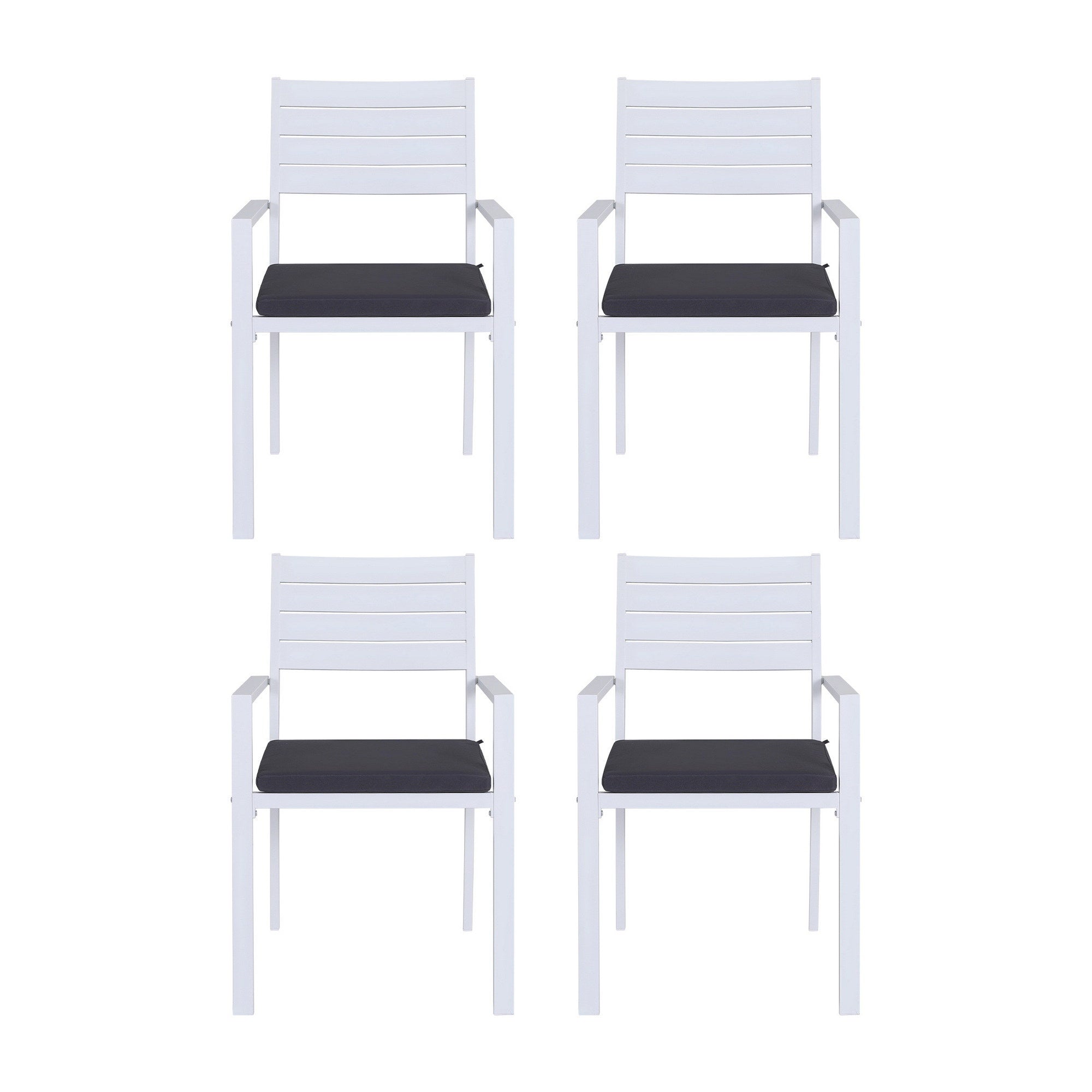 Gardeon 4PC Outdoor Dining Chairs Stackable Aluminum Lounge Chair Patio Furniture ODF-CHAIR-ALU-WH-4X