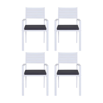 Gardeon 4PC Outdoor Dining Chairs Stackable Aluminum Lounge Chair Patio Furniture ODF-CHAIR-ALU-WH-4X