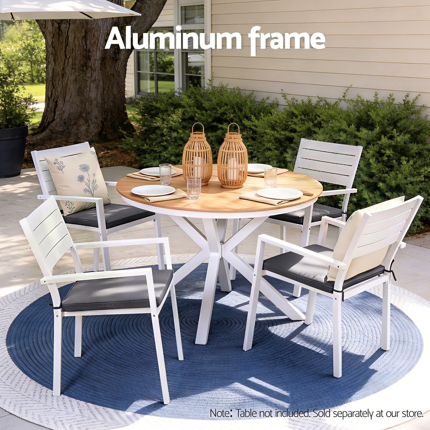 Gardeon 4PC Outdoor Dining Chairs Stackable Aluminum Lounge Chair Patio Furniture ODF-CHAIR-ALU-WH-4X