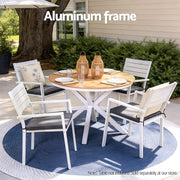 Gardeon 4PC Outdoor Dining Chairs Stackable Aluminum Lounge Chair Patio Furniture ODF-CHAIR-ALU-WH-4X