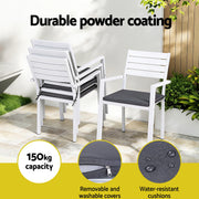 Gardeon 4PC Outdoor Dining Chairs Stackable Aluminum Lounge Chair Patio Furniture ODF-CHAIR-ALU-WH-4X