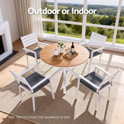 Gardeon 4PC Outdoor Dining Chairs Stackable Aluminum Lounge Chair Patio Furniture ODF-CHAIR-ALU-WH-4X