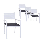 Gardeon 4PC Outdoor Dining Chairs Stackable Aluminum Lounge Chair Patio Furniture ODF-CHAIR-ALU-WH-4X