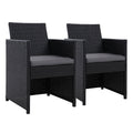 Gardeon 2PC Outdoor Dining Chairs Patio Furniture Wicker Garden Cushion Hugo ODF-CHAIR-DINING-B-2X-BK