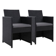 Gardeon 2PC Outdoor Dining Chairs Patio Furniture Wicker Garden Cushion Hugo ODF-CHAIR-DINING-B-2X-BK