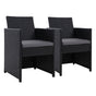 Gardeon 2PC Outdoor Dining Chairs Patio Furniture Wicker Garden Cushion Hugo ODF-CHAIR-DINING-B-2X-BK