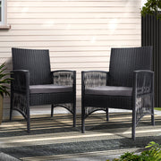 Gardeon 2PC Outdoor Dining Chairs Patio Furniture Wicker Lounge Chair Garden ODF-CHAIR-HARP-BK-2X