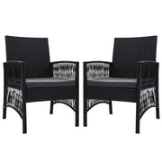 Gardeon 2PC Outdoor Dining Chairs Patio Furniture Wicker Lounge Chair Garden ODF-CHAIR-HARP-BK-2X