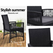 Gardeon 2PC Outdoor Dining Chairs Patio Furniture Wicker Lounge Chair Garden ODF-CHAIR-HARP-BK-2X