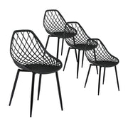 Gardeon 4PC Outdoor Dining Chairs PP Lounge Chair Patio Garden Furniture Black ODF-CHAIR-PP002-BK-4X