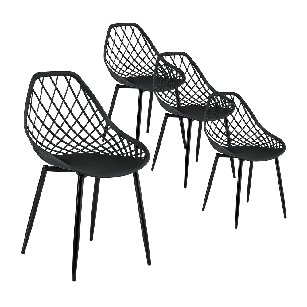 Gardeon 4PC Outdoor Dining Chairs PP Lounge Chair Patio Garden Furniture Black ODF-CHAIR-PP002-BK-4X
