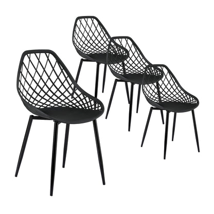 Gardeon 4PC Outdoor Dining Chairs PP Lounge Chair Patio Garden Furniture Black ODF-CHAIR-PP002-BK-4X