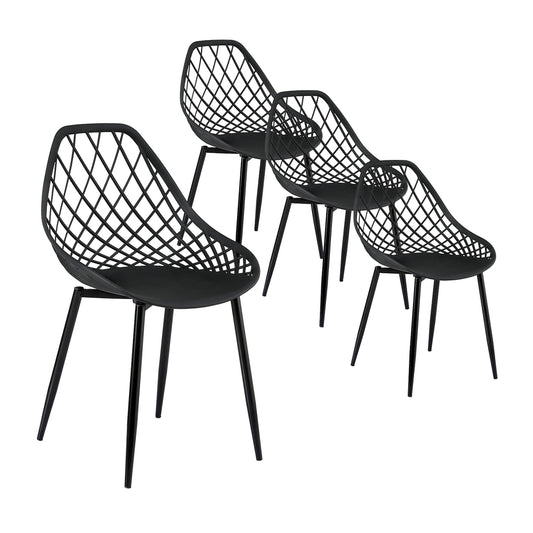 Gardeon 4PC Outdoor Dining Chairs PP Lounge Chair Patio Garden Furniture Black ODF-CHAIR-PP002-BK-4X