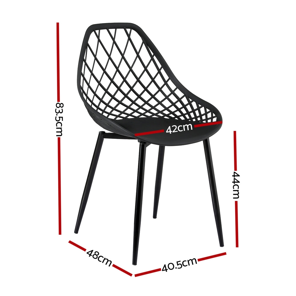 Gardeon 4PC Outdoor Dining Chairs PP Lounge Chair Patio Garden Furniture Black ODF-CHAIR-PP002-BK-4X