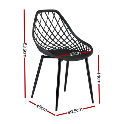Gardeon 4PC Outdoor Dining Chairs PP Lounge Chair Patio Garden Furniture Black ODF-CHAIR-PP002-BK-4X