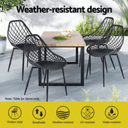 Gardeon 4PC Outdoor Dining Chairs PP Lounge Chair Patio Garden Furniture Black ODF-CHAIR-PP002-BK-4X