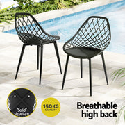 Gardeon 4PC Outdoor Dining Chairs PP Lounge Chair Patio Garden Furniture Black ODF-CHAIR-PP002-BK-4X