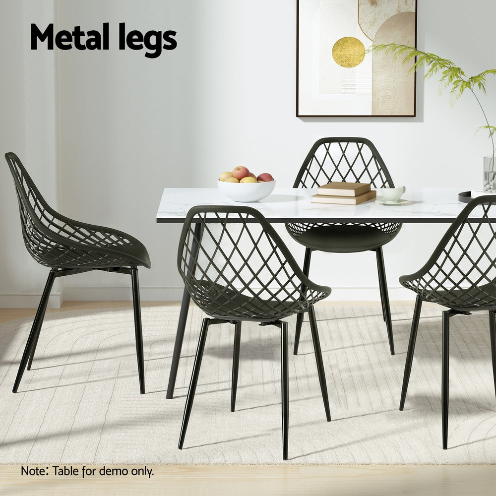 Gardeon 4PC Outdoor Dining Chairs PP Lounge Chair Patio Garden Furniture Black ODF-CHAIR-PP002-BK-4X