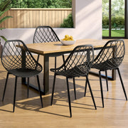 Gardeon 4PC Outdoor Dining Chairs PP Lounge Chair Patio Garden Furniture Black ODF-CHAIR-PP002-BK-4X