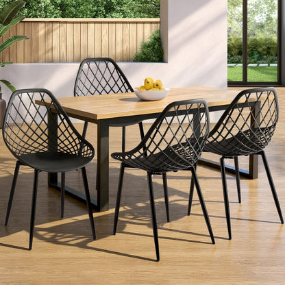 Gardeon 4PC Outdoor Dining Chairs PP Lounge Chair Patio Garden Furniture Black ODF-CHAIR-PP002-BK-4X