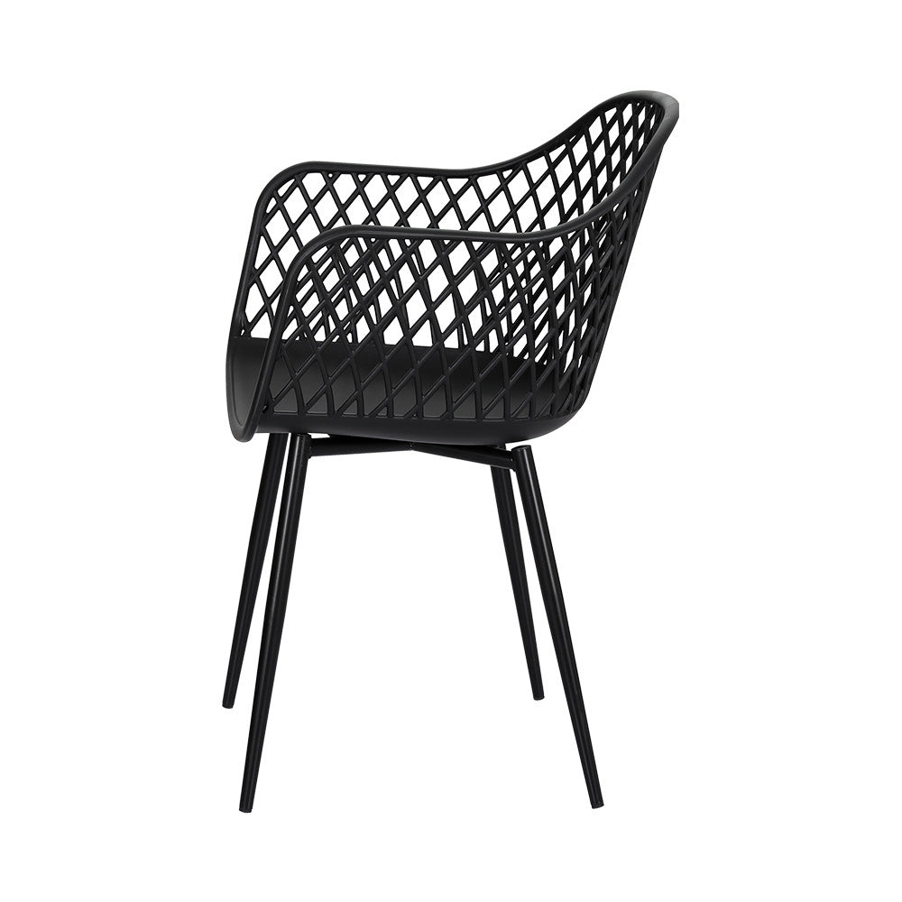 Gardeon 4PC Outdoor Dining Chairs PP Lounge Chair Patio Furniture Garden Black ODF-CHAIR-PP130-BK-4X