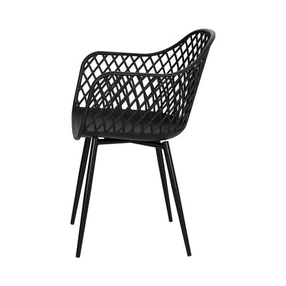 Gardeon 4PC Outdoor Dining Chairs PP Lounge Chair Patio Furniture Garden Black ODF-CHAIR-PP130-BK-4X