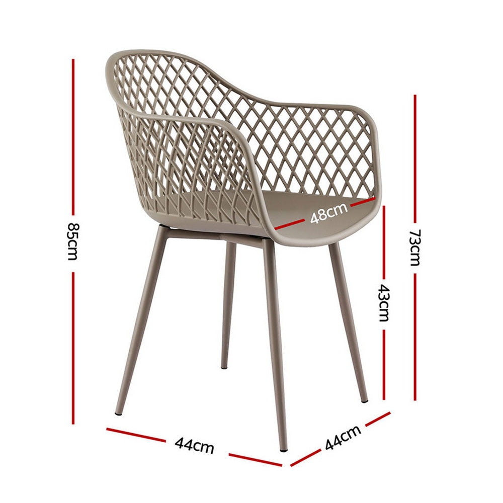 Gardeon 4PC Outdoor Dining Chairs PP Lounge Chair Patio Furniture Garden Coffee ODF-CHAIR-PP130-CO-4X