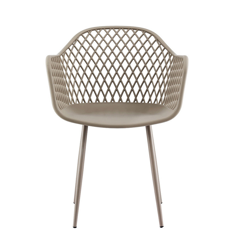 Gardeon 4PC Outdoor Dining Chairs PP Lounge Chair Patio Furniture Garden Coffee ODF-CHAIR-PP130-CO-4X