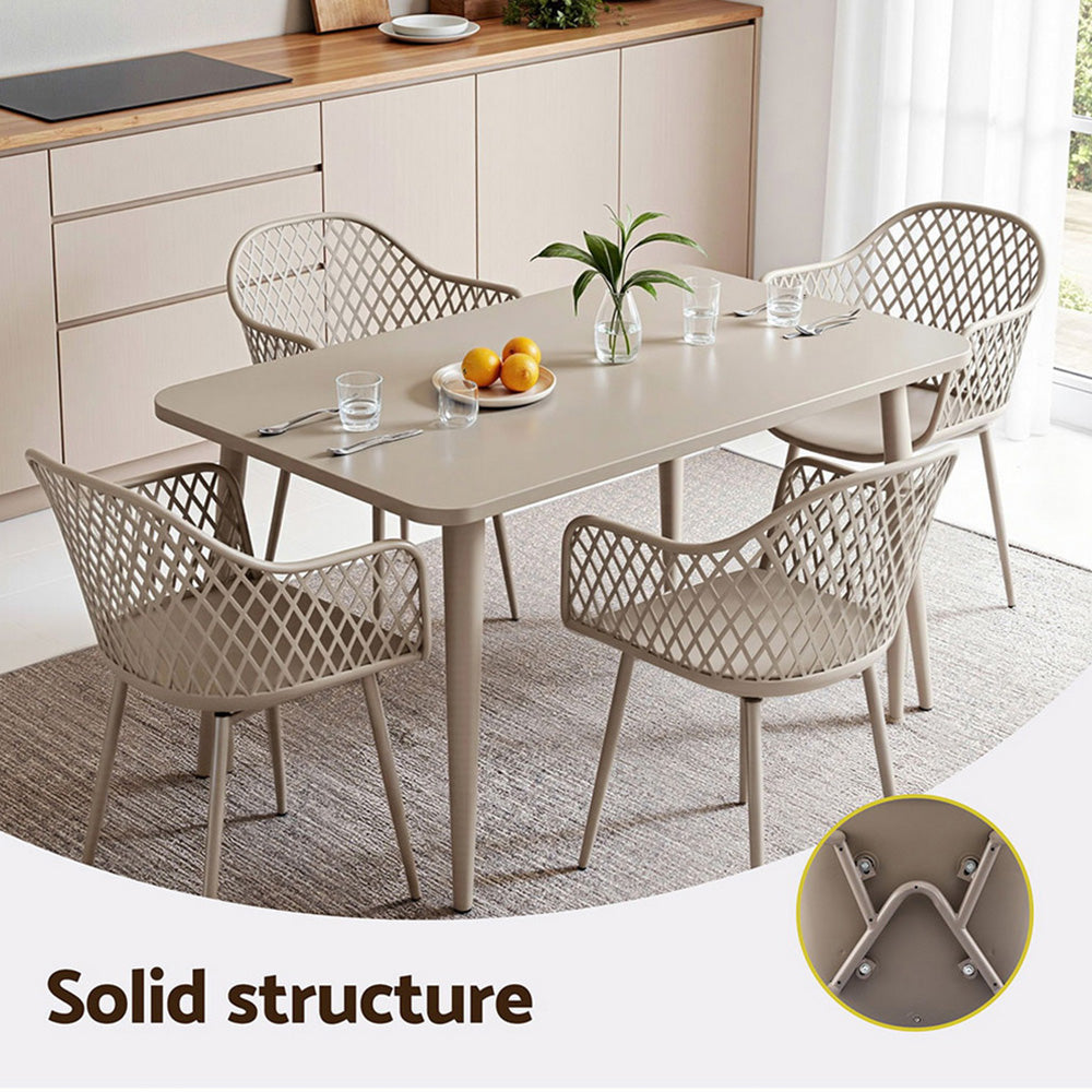 Gardeon 4PC Outdoor Dining Chairs PP Lounge Chair Patio Furniture Garden Coffee ODF-CHAIR-PP130-CO-4X