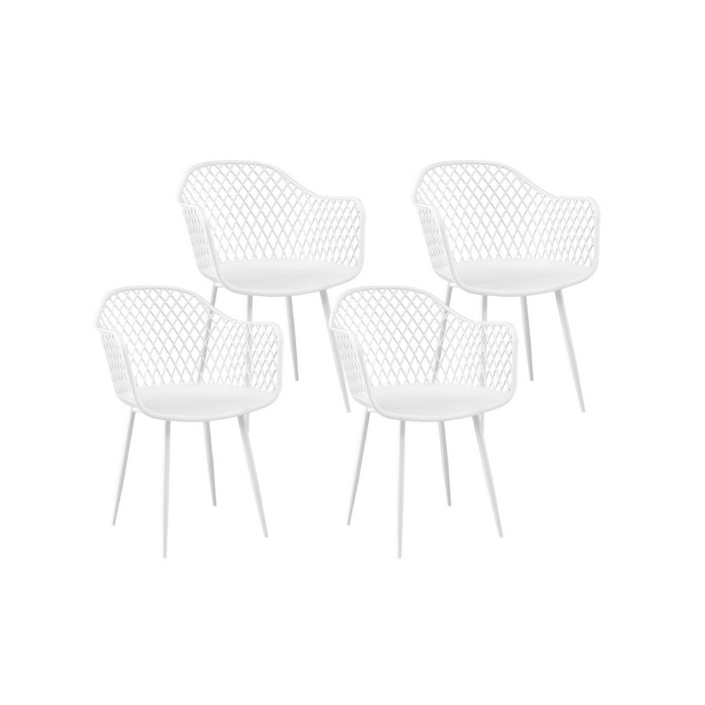 Gardeon 4PC Outdoor Dining Chairs PP Lounge Chair Patio Furniture Garden White ODF-CHAIR-PP130-WH-4X