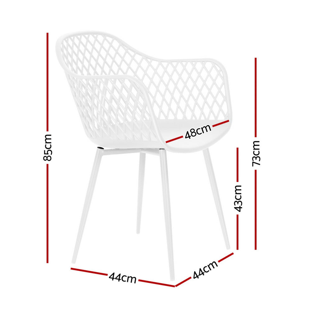 Gardeon 4PC Outdoor Dining Chairs PP Lounge Chair Patio Furniture Garden White ODF-CHAIR-PP130-WH-4X