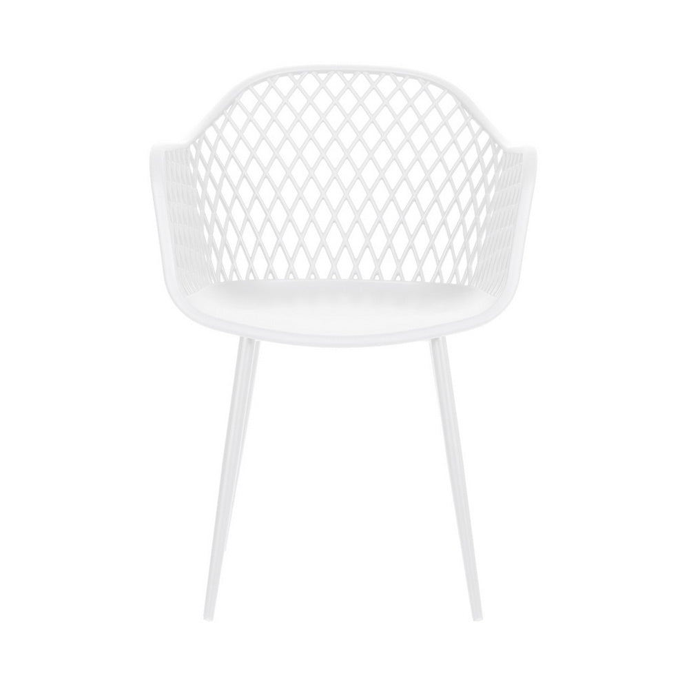 Gardeon 4PC Outdoor Dining Chairs PP Lounge Chair Patio Furniture Garden White ODF-CHAIR-PP130-WH-4X