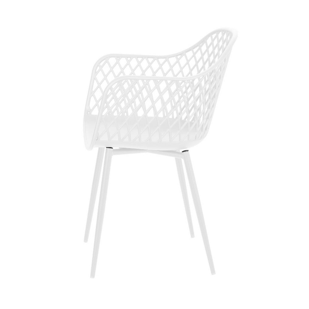 Gardeon 4PC Outdoor Dining Chairs PP Lounge Chair Patio Furniture Garden White ODF-CHAIR-PP130-WH-4X