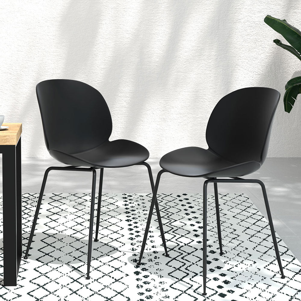 Gardeon 4PC Outdoor Dining Chairs Lounge Chair Patio Garden Furniture Black ODF-CHAIR-PP209-BK-4X