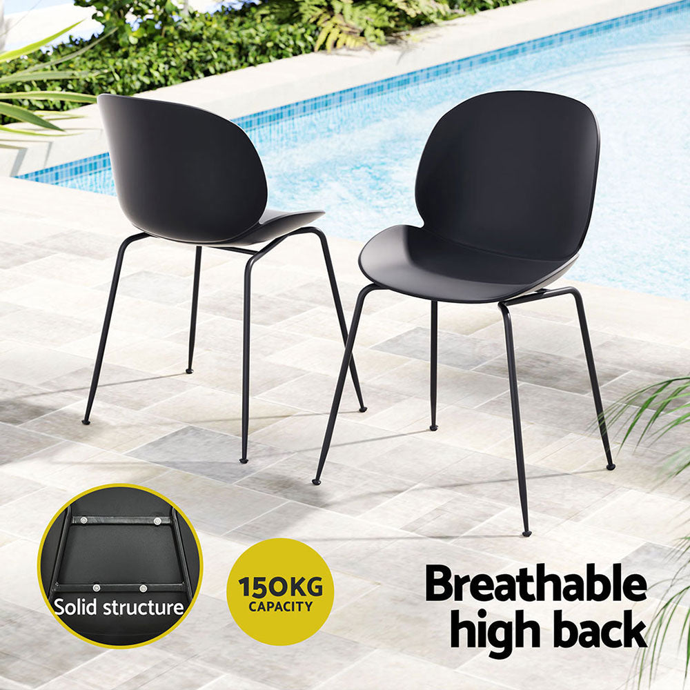 Gardeon 4PC Outdoor Dining Chairs Lounge Chair Patio Garden Furniture Black ODF-CHAIR-PP209-BK-4X